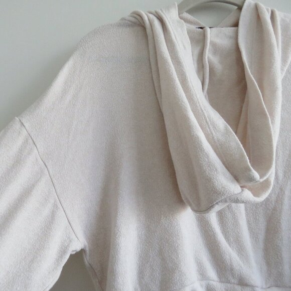 QUINCE Brushed Lounge Cropped Pullover Hoodie in Heather Oatmeal Lounge - Size S - Picture 11 of 13